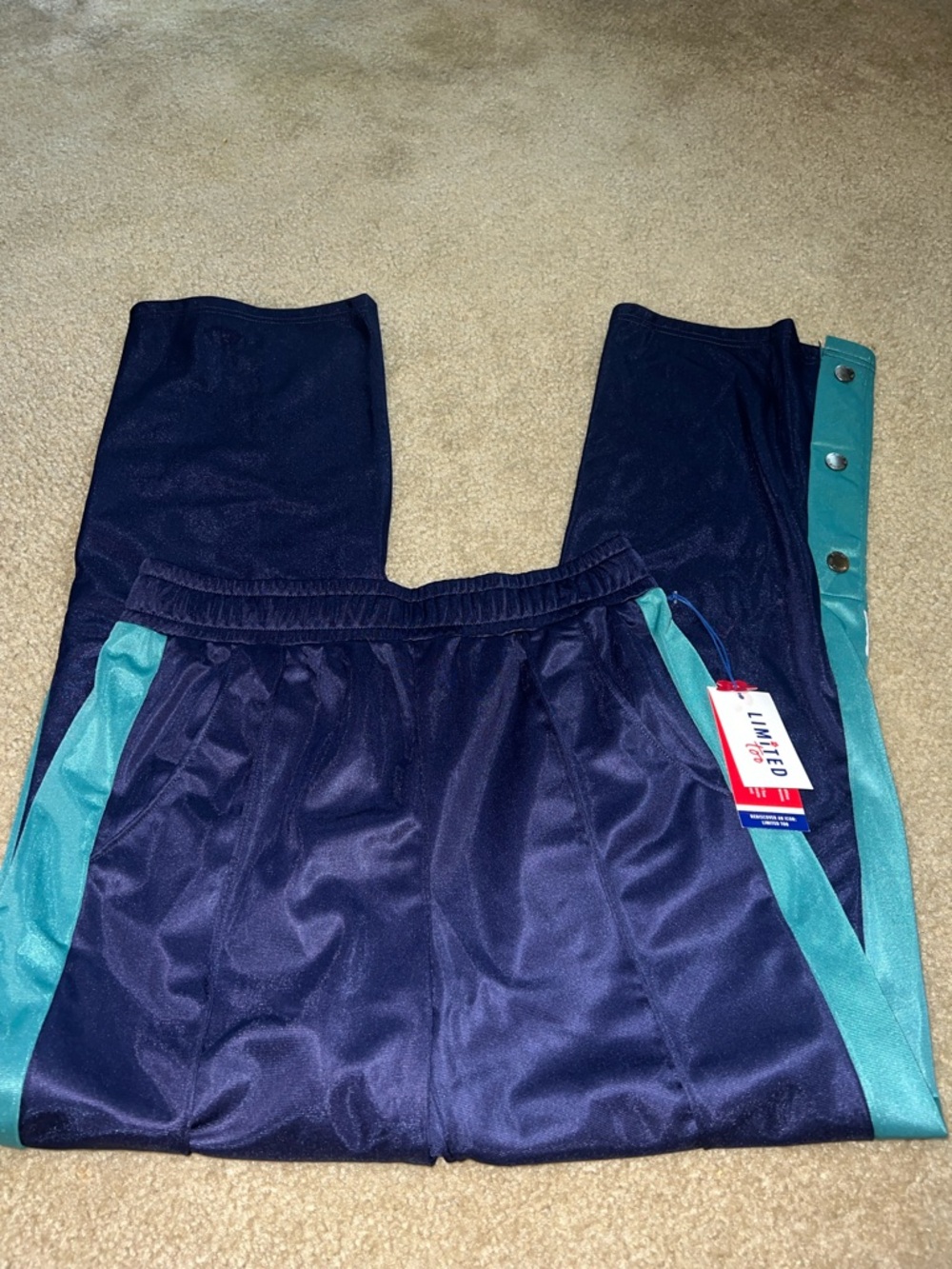Limited Too Navy with Teal Side-Stripe Snap Joggers